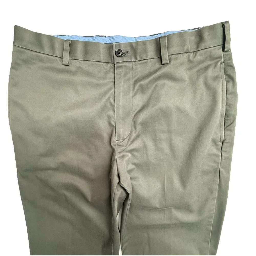Brooks Brothers Advantage Chino Clark Mens 34x34 Grey Flat Front Pants‎
